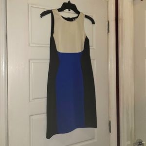 NWT Julian Taylor Black dress w/blue and white silhouette